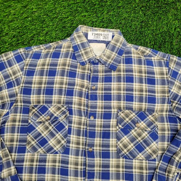 Vintage 90s Plaid Shacket Jacket Large 23x29 Blue - Picture 9 of 11